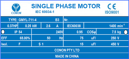 Pully Package 0.25kw/0.33HP 1400rpm shaft 14mm Electric motor single-phase