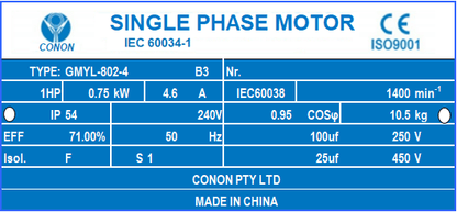 0.75kw 1HP 1400rpm shaft 5/8" OR 16mm Electric motor single-phase cement mixer