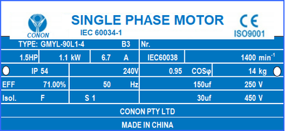 1.1kw 1.5HP 1400rpm 5/8" 16mm shaft Compressor motor single phase 240v dual caps