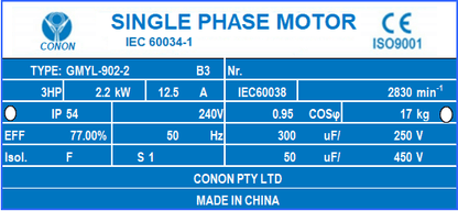 2.2kw 3HP 2800rpm shaft 24mm Electrical motor single phase 240v Hoists Winch REVERSIBLE Air Compressor