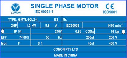 1.5kw 2HP 1400rpm 3/4" 19mm shaft Compressor motor single phase 240v dual caps