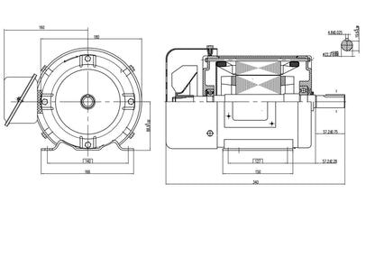 Three Phase NEMA Electric Motor 415V 1.5kw 2HP 1400rpm Frame 145T TEFC IP44