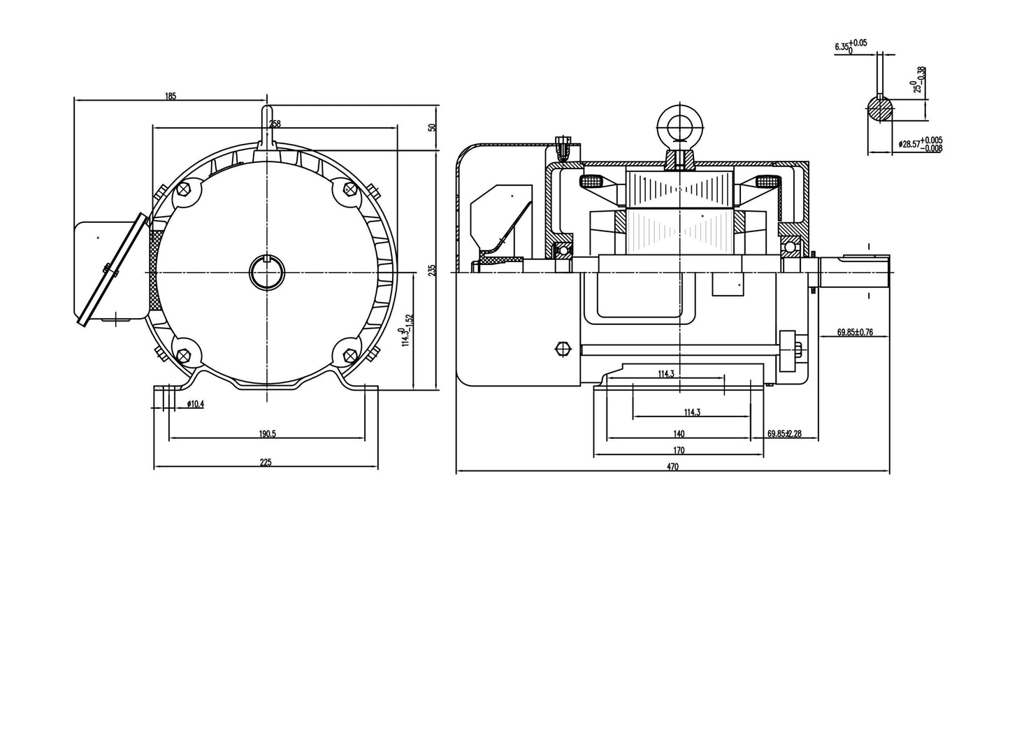 Three Phase NEMA Electric Motor 415V 3.7kw 5HP 1400rpm Frame 184T TEFC IP44