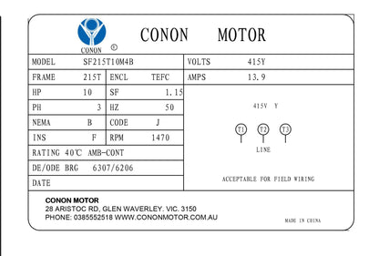 Three Phase NEMA Electric Motor 415V 7.5kw 10HP 1400rpm Frame 215T TEFC IP44