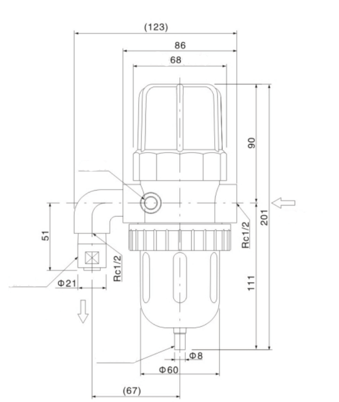 Semi auto drains for inline filter tank, condensate drain, spray painting AD-5
