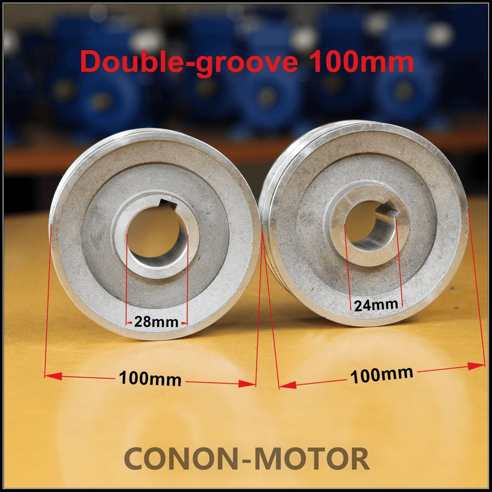 Aluminum Double-groove Pulley 100mm shaft part size 28mm millimeters ...