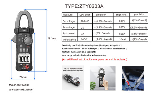 High precision measurement handheld clamp meter multi functional automatic