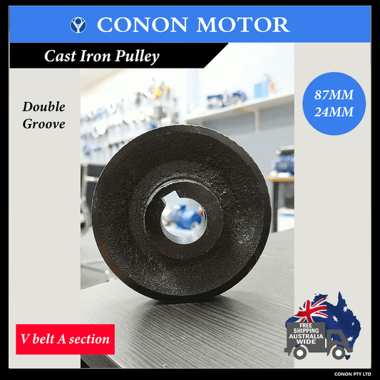 Double groove Pulley 87mm shaft size 24mm for electric motor Cast Iron Made