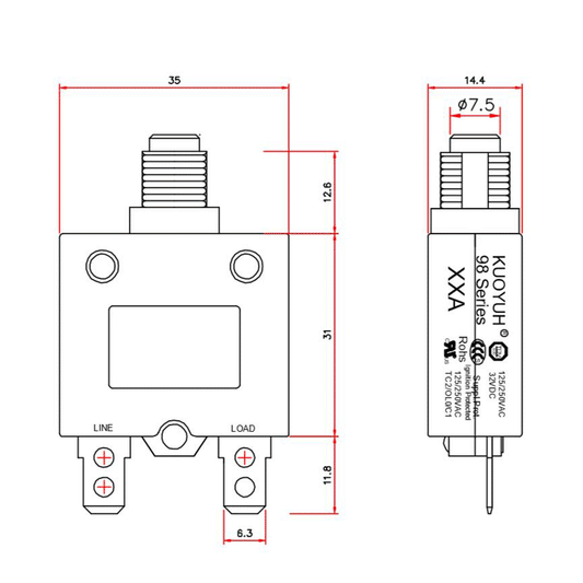 Overload Protector 5A-40A Thermal Overload Protector Reset Switch Fuse