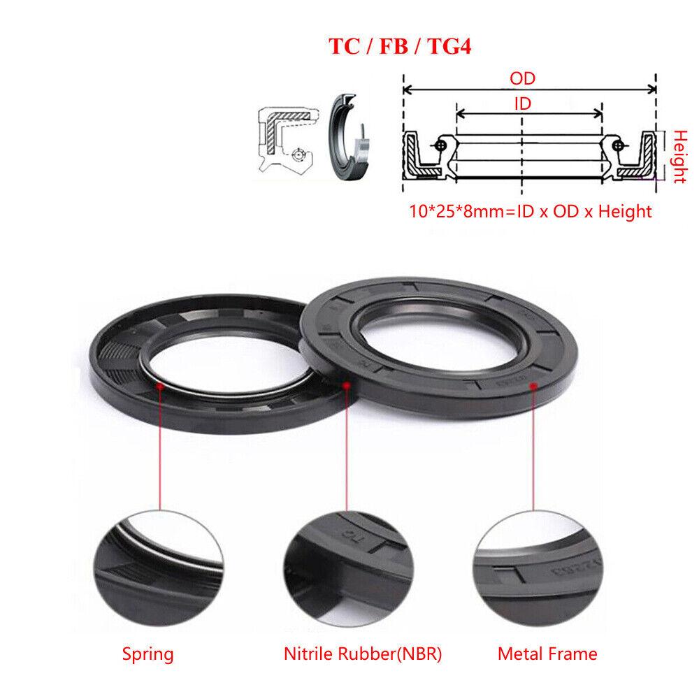 Skeleton Oil Seal Ring ID 12-62mm Rubber Rotary Shaft Double Lip Ring